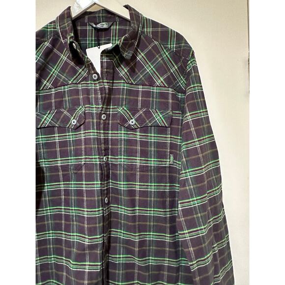Stio Men's Junction Midweight Flannel Shirt Deep Purple Plaid Size XXL NWT Warm - Picture 5 of 15